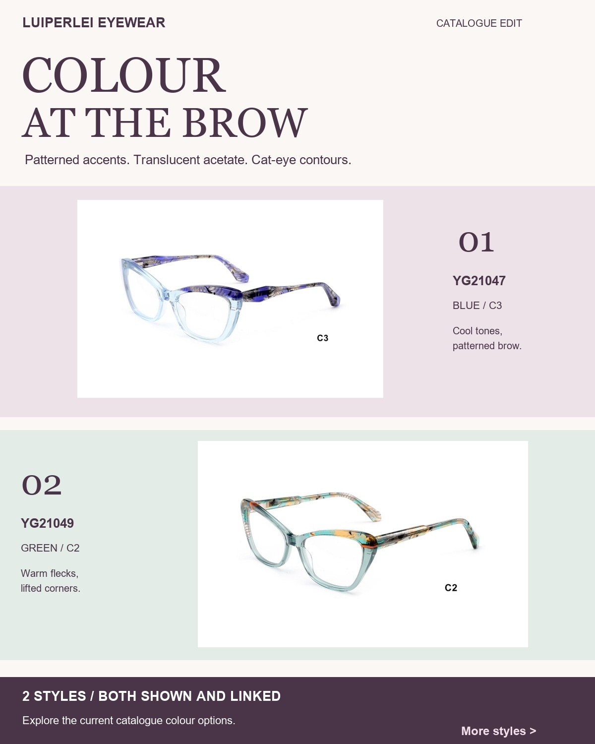 Colour at the Brow | Two Acetate Cat-Eye Styles