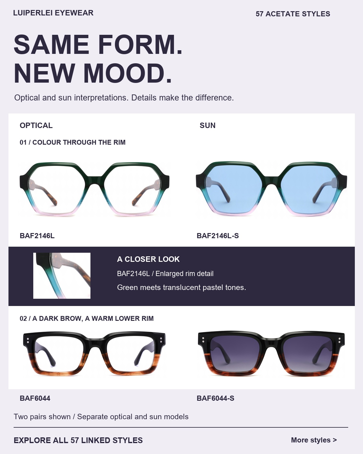 Same Form, New Mood | 57 Acetate Styles